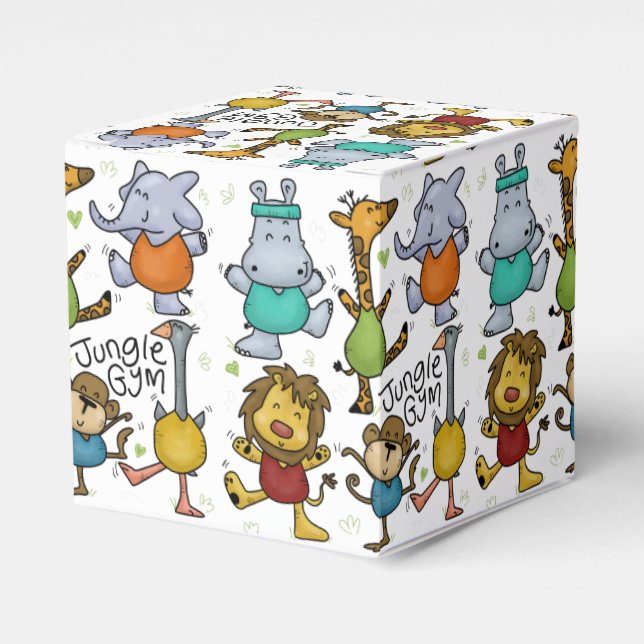 Jungle Gym Exercising Animals Favour Box (Front Side)