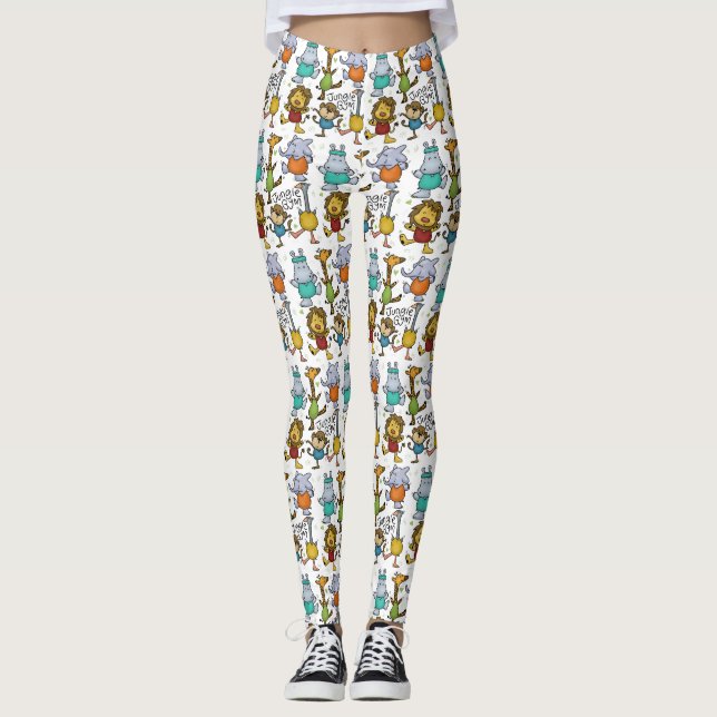 Jungle Gym Exercising Animals Leggings (Front)