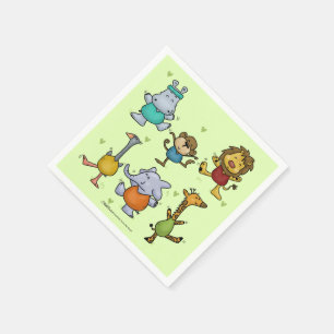 Jungle Gym Exercising Animals Napkin