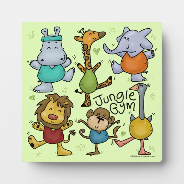 Jungle Gym Exercising Animals Plaque (Front)