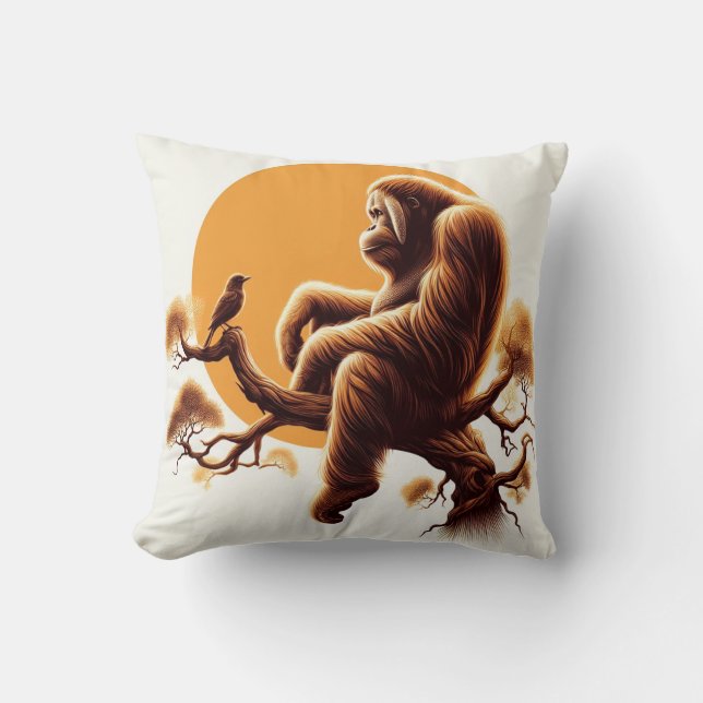 Jungle Harmony: Orangutan-Inspired  Cushion (Front)