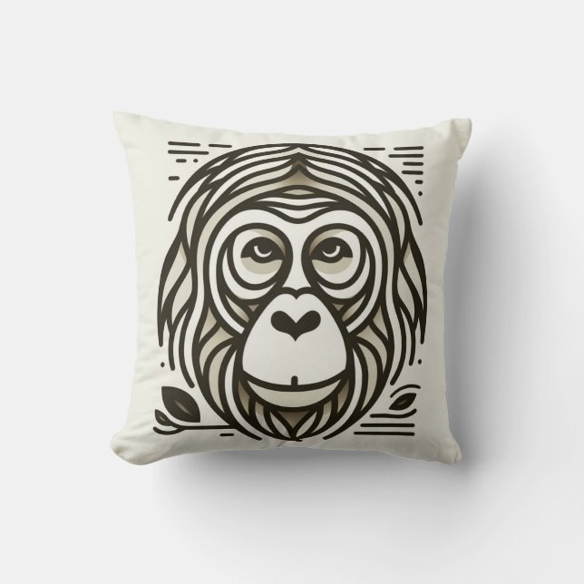 Jungle Harmony: Orangutan-Inspired  Cushion (Front)