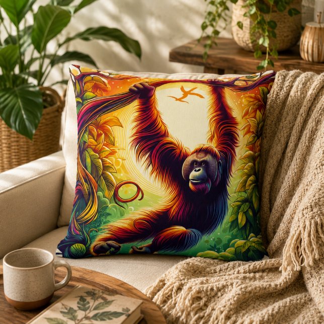Jungle Harmony: Orangutan-Inspired  Cushion (Jungle Harmony: Orangutan-Inspired Throw Pillow)