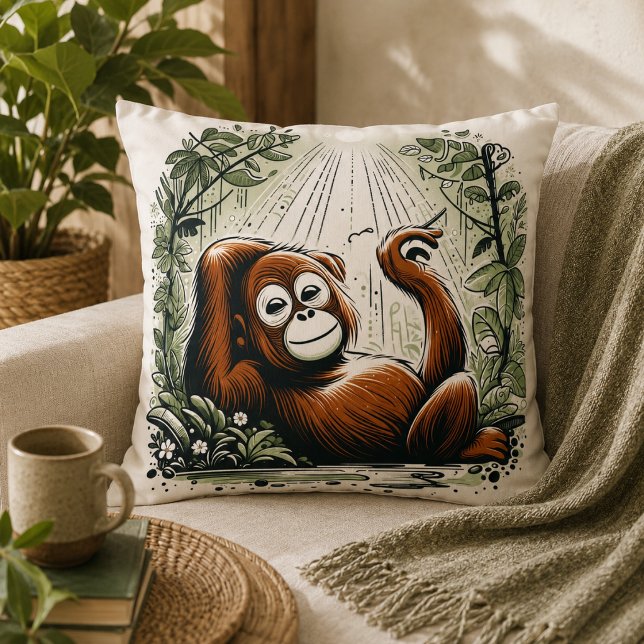 Jungle Harmony: Orangutan-Inspired  Cushion (Jungle Harmony: Orangutan-Inspired Throw Pillow)