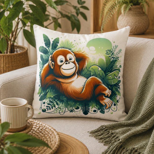 Jungle Harmony: Orangutan-Inspired  Cushion (Jungle Harmony: Orangutan-Inspired Throw Pillow)