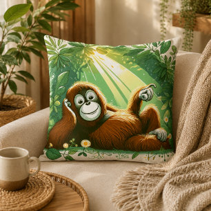 Jungle Harmony: Orangutan-Inspired Cushion