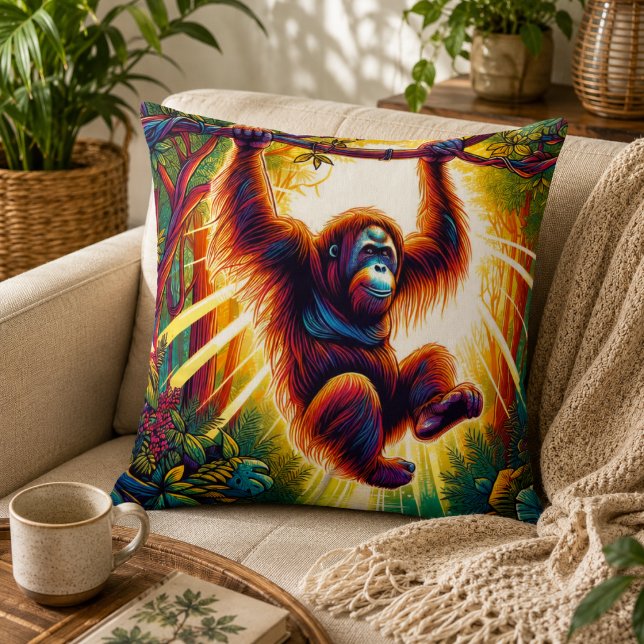 Jungle Harmony: Orangutan-Inspired  Cushion (Jungle Harmony: Orangutan-Inspired Throw Pillow)