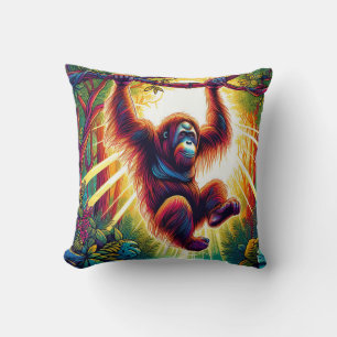 Jungle Harmony: Orangutan-Inspired  Cushion