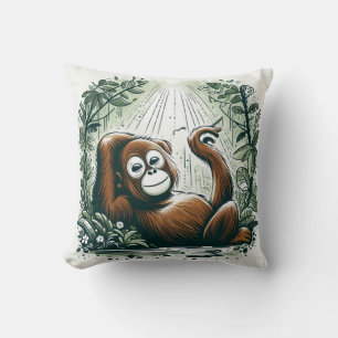 Jungle Harmony: Orangutan-Inspired  Cushion