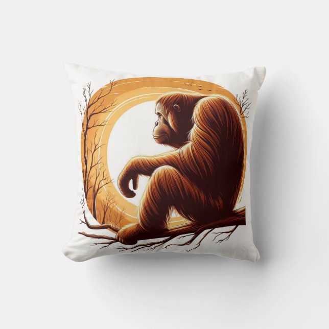 Jungle Harmony: Orangutan-Inspired  Cushion (Front)