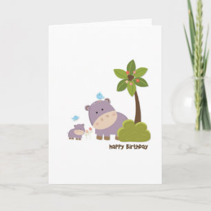 Jungle Hippos Birthday Card