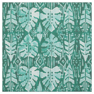 JUNGLE IKAT Hawaiian Tropical Tribal Monstera Fabric