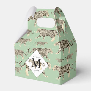 Jungle Jaguar Animal Pattern Initial Monogram Favour Box