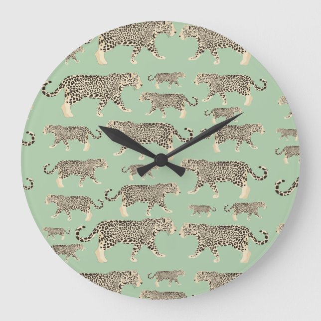 Jungle Jaguar Animal Pattern  Large Clock (Front)