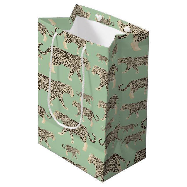 Jungle Jaguar Animal Pattern Medium Gift Bag (Front Angled)