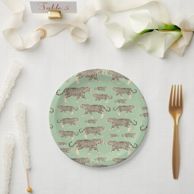 Jungle Jaguar Animal Pattern  Paper Plate (Wedding)