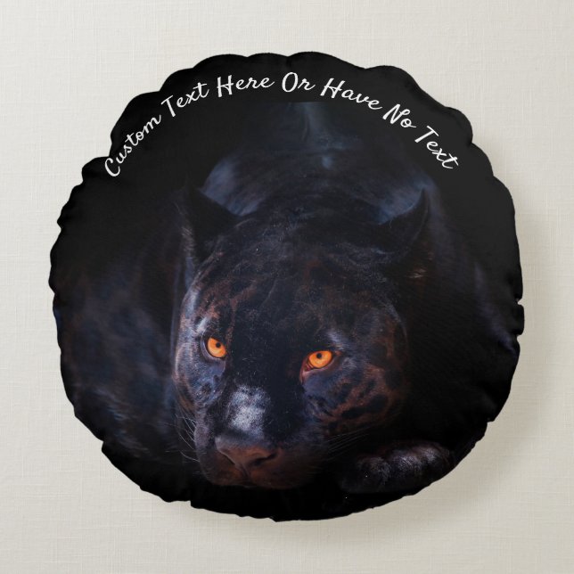 Jungle Jaguar Leopard Black Cat Panther Round Cushion (Front)