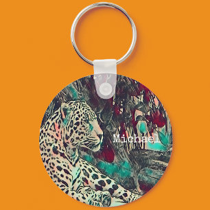 Jungle Jaguar Personalised  Key Ring