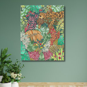 Jungle Jaguar Watercolor Canvas Print