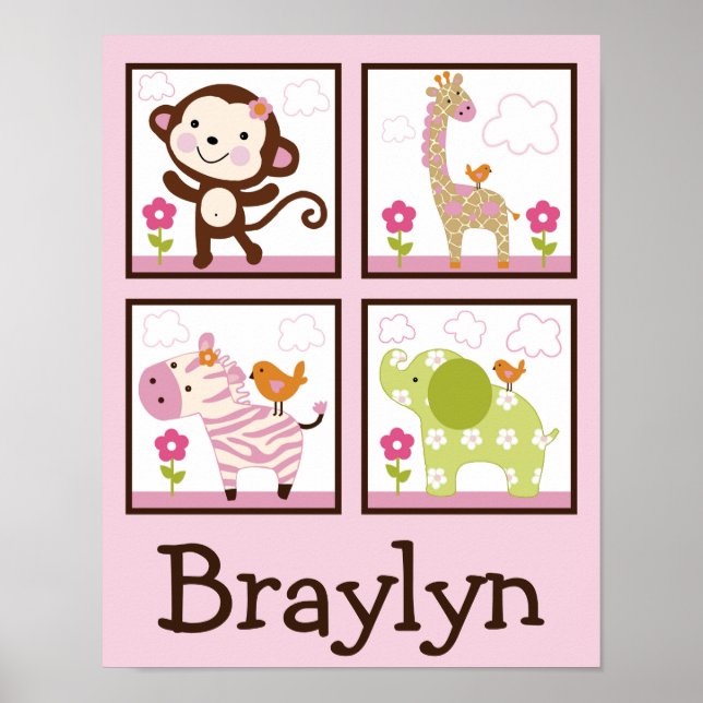 Jungle Jill /Girl Animals Personalised Art Poster (Front)