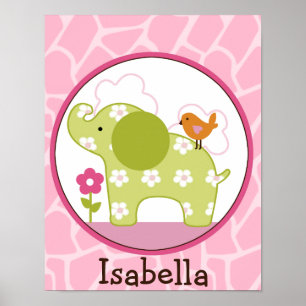 Jungle Jill /Girl Elephant Personalised Art Poster