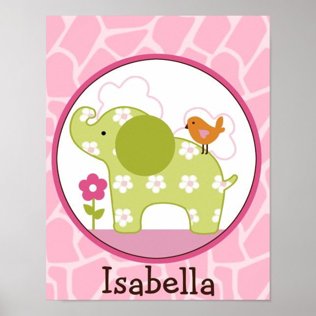Jungle Jill /Girl Elephant Personalised Art Poster (Front)