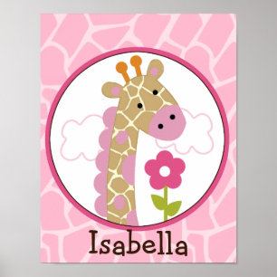Jungle Jill /Girl Giraffe Personalised Art Poster