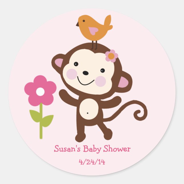 Jungle Jill/Girl Monkey/Stickers/Cupcake Toppers Classic Round Sticker (Front)