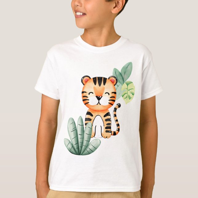 Jungle Joy: Happy Tiger Kids T-Shirt (Front)