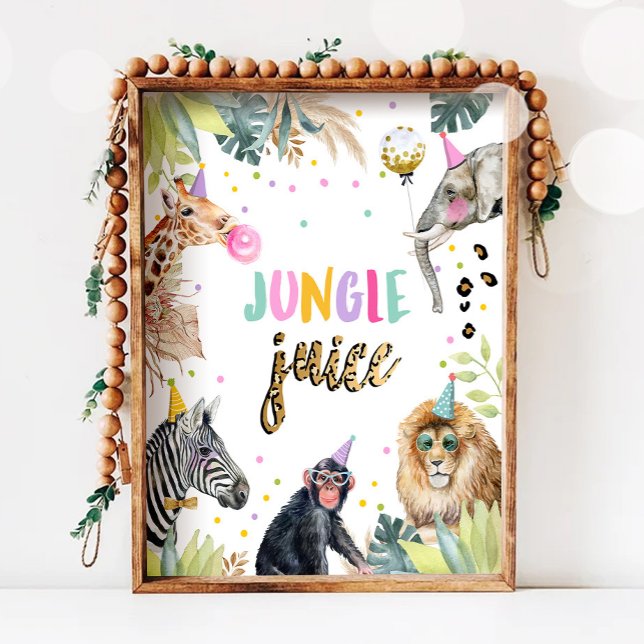 Jungle Juice Safari Animals Birthday Drink Table Poster (Creator Uploaded)