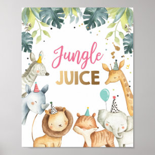 Jungle Juice Safari Animals Wild Girl Birthday Poster
