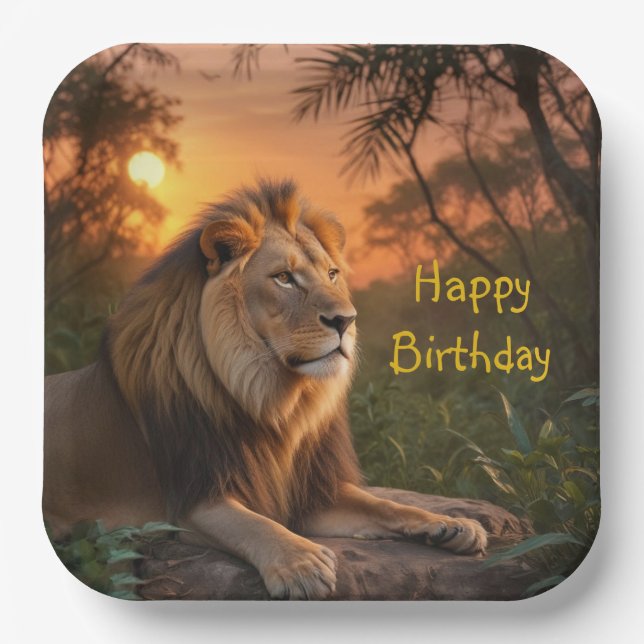 Jungle King Lion Paper Plate (Front)