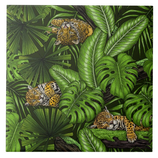 Jungle kitties ceramic tile (Front)