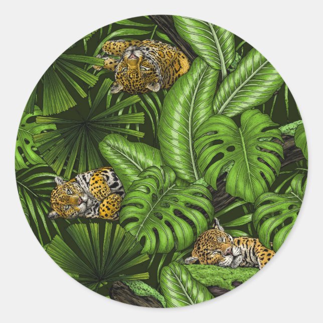 Jungle kitties classic round sticker (Front)
