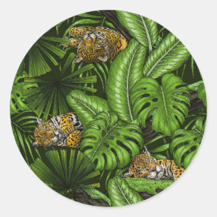 Jungle kitties classic round sticker