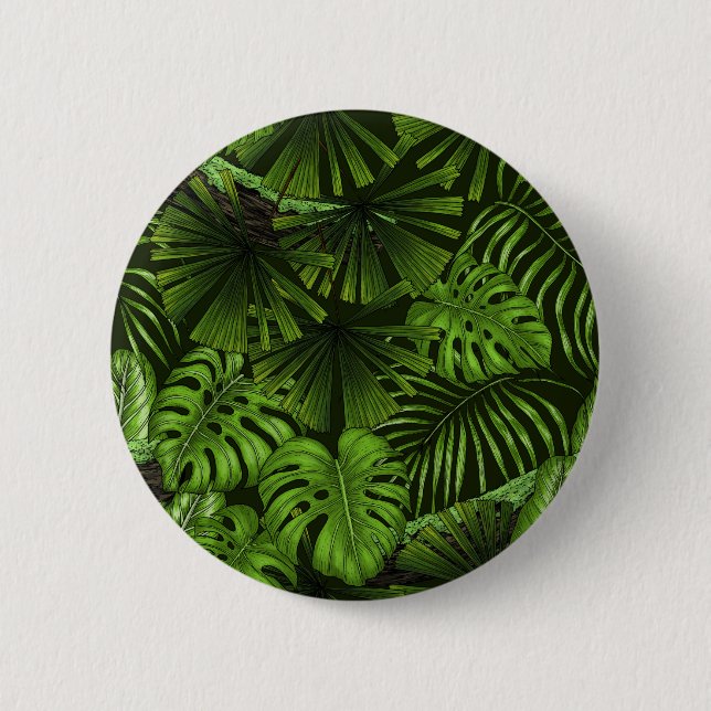 Jungle leaves 6 cm round badge (Front)