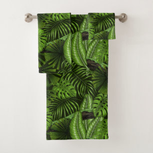 Jungle leaves bath towel set