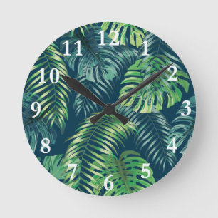 Jungle Leaves Botanical Design Clock