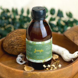 Jungle Leaves Green Retro Cosmetic Bottle Label
