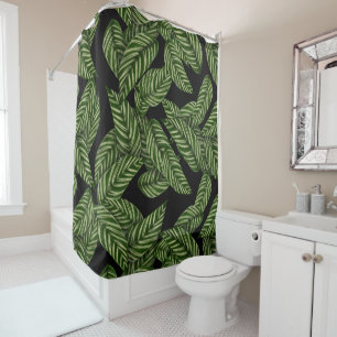 jungle leaves shower curtain