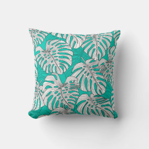Jungle Leaves Tropical Floral Seamless Cushion