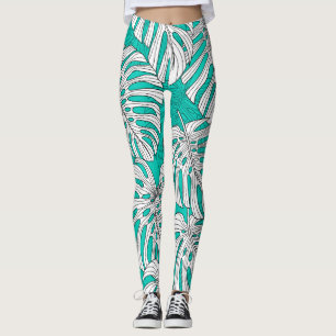 Jungle Leaves Tropical Floral Seamless Leggings