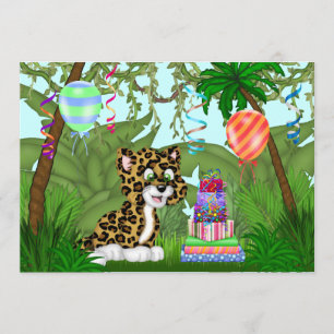 Jungle Leopard Birthday Party Invitation