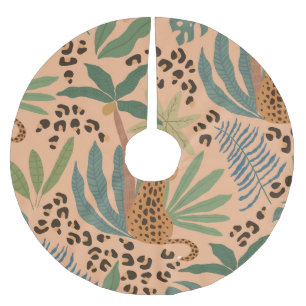 Jungle leopard print: animal seamless pattern. brushed polyester tree skirt