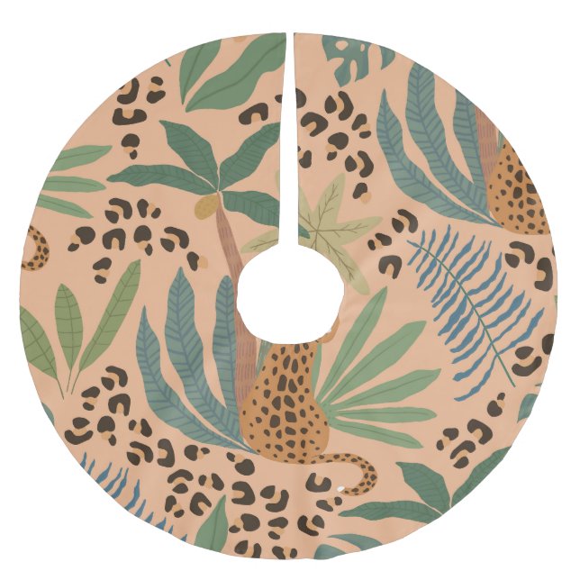 Jungle leopard print: animal seamless pattern. brushed polyester tree skirt (Front)