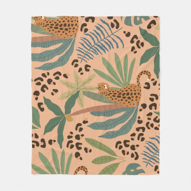 Jungle leopard print: animal seamless pattern. fleece blanket (Front)