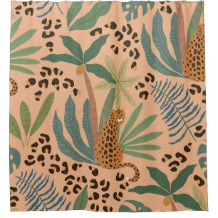 Jungle leopard print: animal seamless pattern. shower curtain