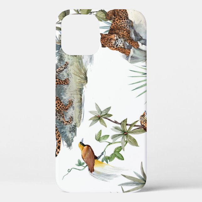 Jungle Leopard Watercolor Tropical Scene Case-Mate iPhone Case (Back)