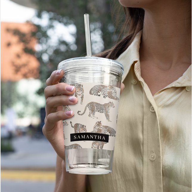 Jungle Leopard Wild Animal Pattern   Acrylic Tumbler (Creator Uploaded)