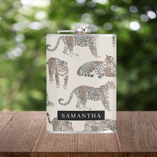 Jungle Leopard Wild Animal Pattern   Hip Flask